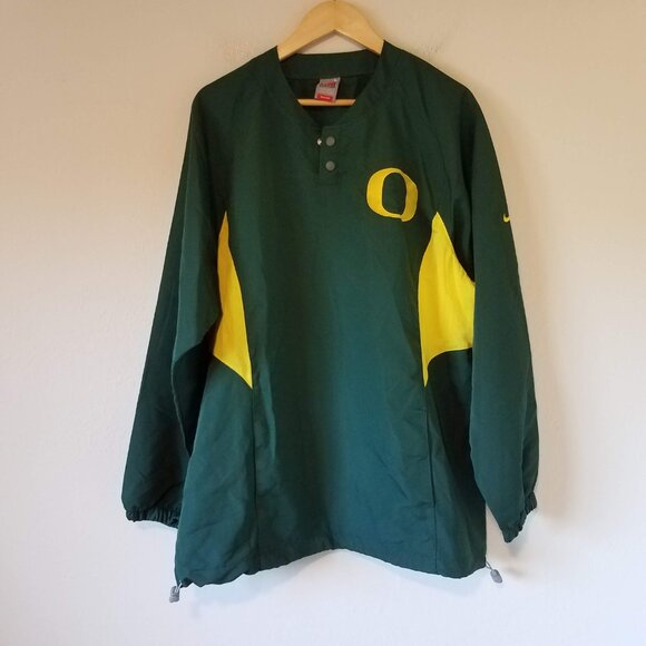NIKE DRI-FIT Team Oregon Ducks Mens Large L Windbreaker Snap Button Jacket Green - Picture 2 of 11